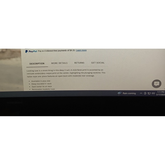 VENUS swim suit gently used size 8 Blanc V Neck style - Picture 3 of 6